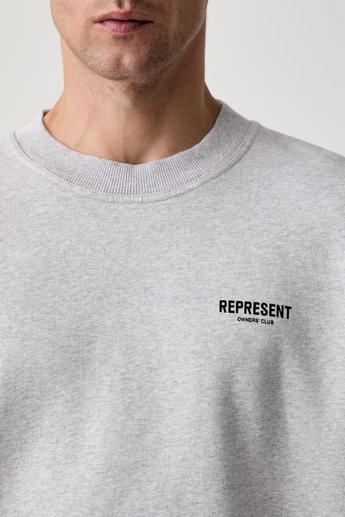 Represent Owners Club Sweater felpa oversize in cotone da uomo OCM41115.158 grigio