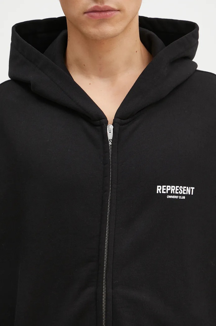 Pamučna dukserica Represent Represent Owners Club Zip Hoodie crna OCM41122.001
