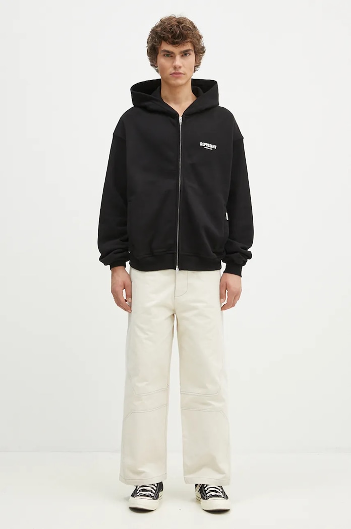 Pamučna dukserica Represent Represent Owners Club Zip Hoodie OCM41122.001 crna