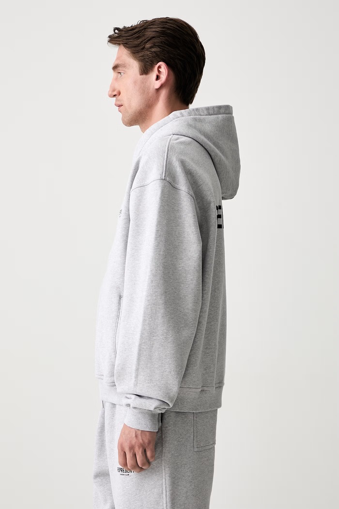 Represent Owners Club Zip Hoodie dukserica na zakopčavanje s kapuljačom od pamuka za muškarce OCM41122.158 siva SS26