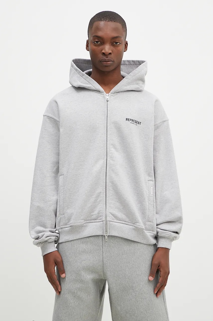 Odjeća Pamučna dukserica Represent Owners Club Zip Hoodie OCM41122.158 siva