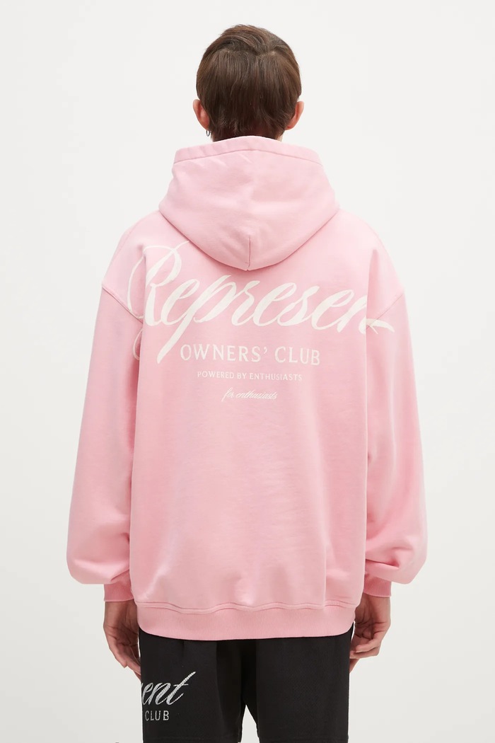Бавовняна кофта Represent Represent Owners Club Script Hoodie надрук рожевий OCM41200.518