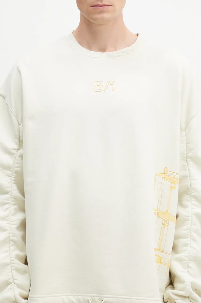 Bavlněná mikina A-COLD-WALL* Shroud Crewneck béžová ACWMW206
