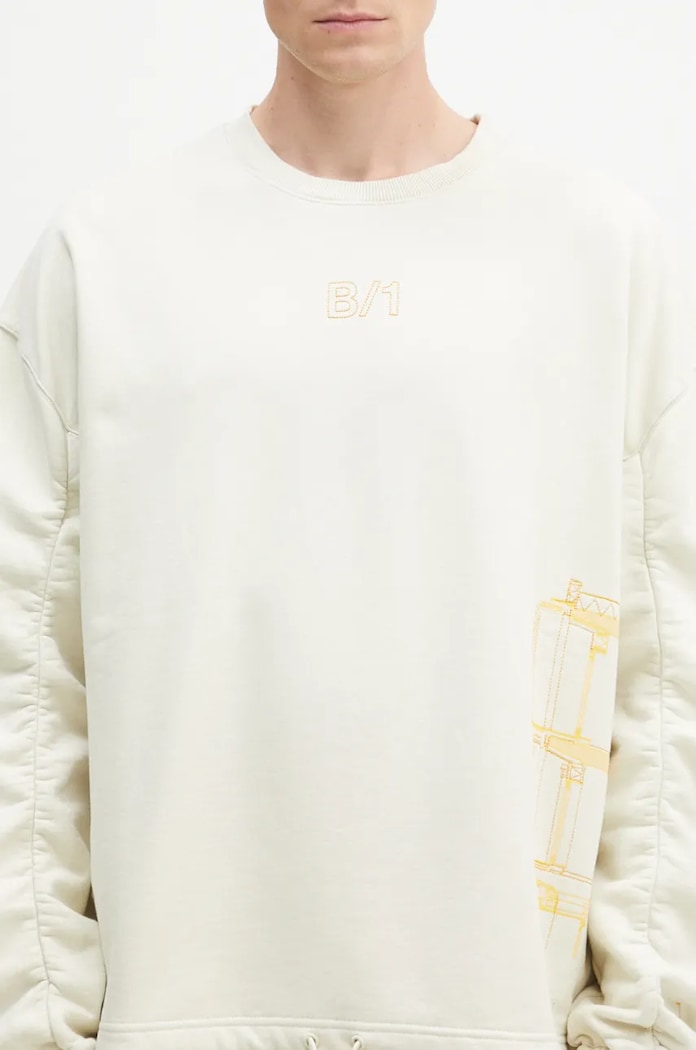 Bavlněná mikina A-COLD-WALL* Shroud Crewneck béžová ACWMW206