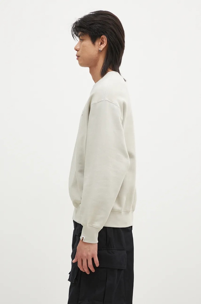 Кофта A Bathing Ape ONE POINT RELAXED FIT CREWNECK SWEATSHIRT 1K80113308 бежевий AW24