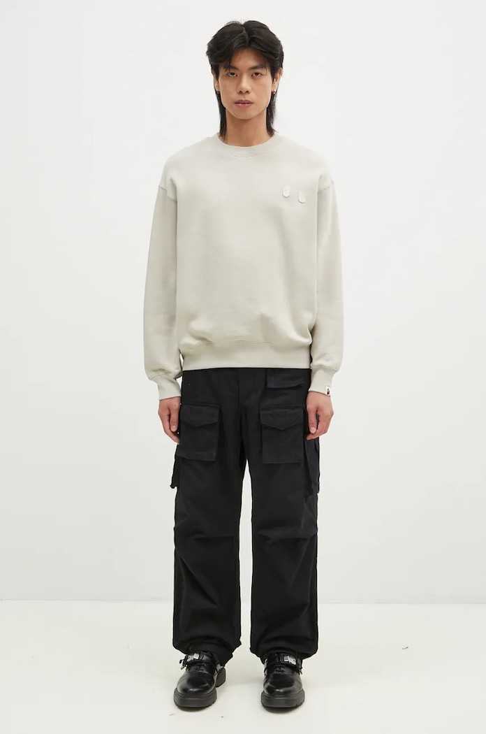 Кофта A Bathing Ape ONE POINT RELAXED FIT CREWNECK SWEATSHIRT 1K80113308 бежевий