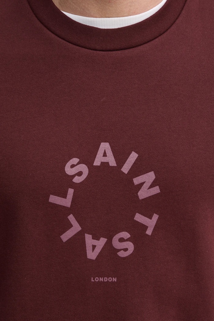 Bavlněná mikina AllSaints TIERRA CREW M035NB burgundské