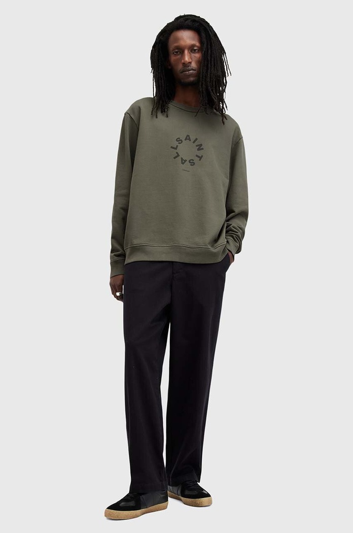 AllSaints bluza bawełniana TIERRA CREW M035NB zielony