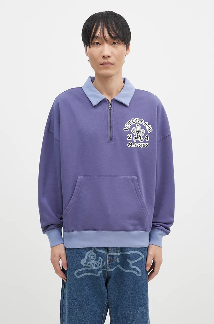 Ρούχα Βαμβακερή μπλούζα ICECREAM Cone Man Quarter Zip IC24332 μωβ
