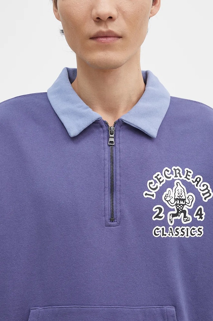Βαμβακερή μπλούζα ICECREAM Cone Man Quarter Zip μωβ IC24332