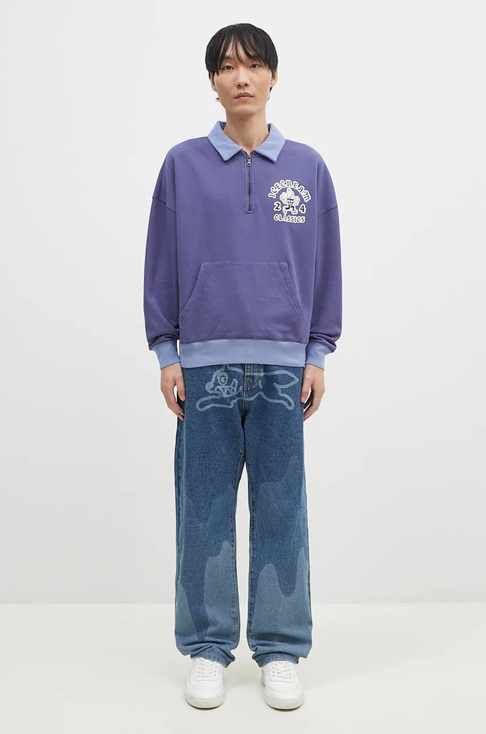 Βαμβακερή μπλούζα ICECREAM Cone Man Quarter Zip IC24332 μωβ