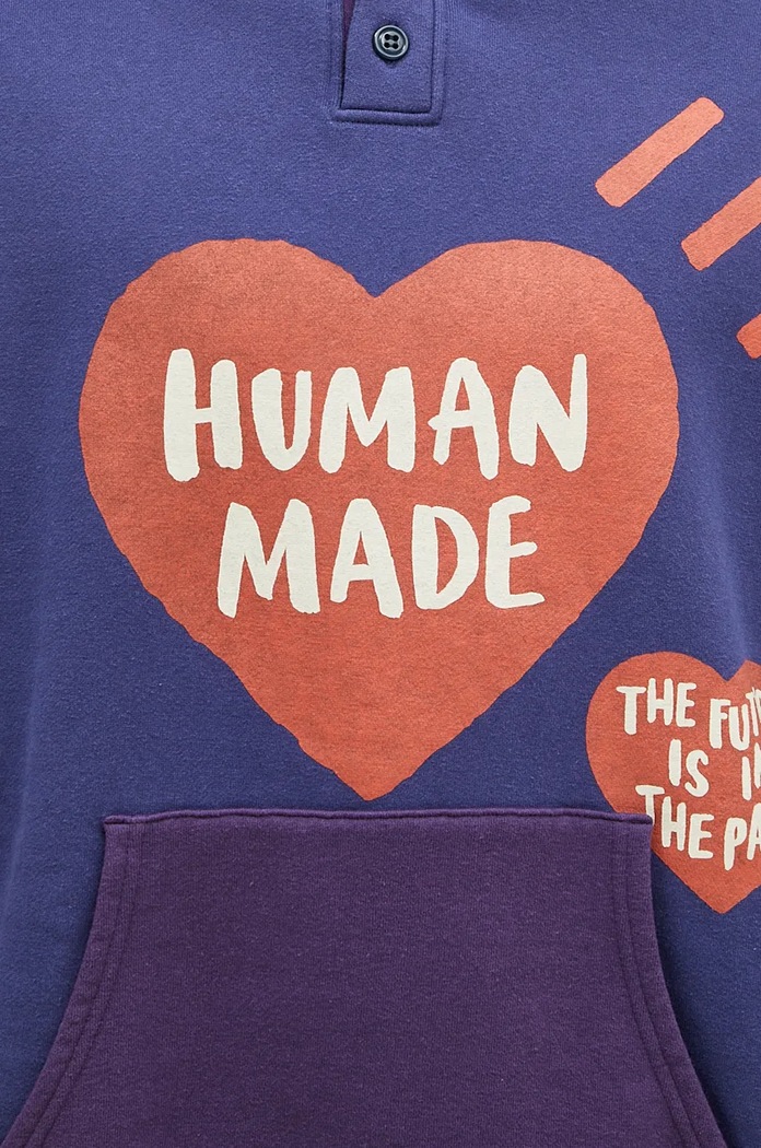 Human Made bluza bawełniana Colorblock Hoodie granatowy HM28CS023