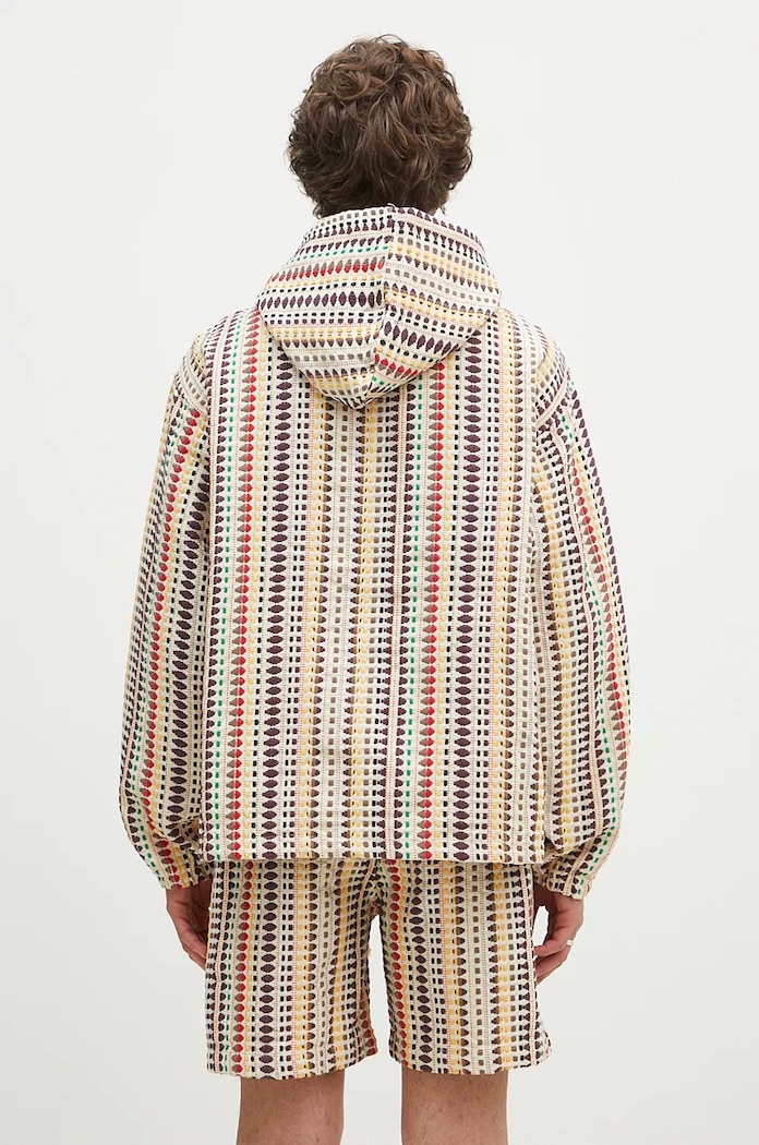 Clothing PLEASURES cotton sweatshirt Stitch Poncho Hoodie P24F052 beige