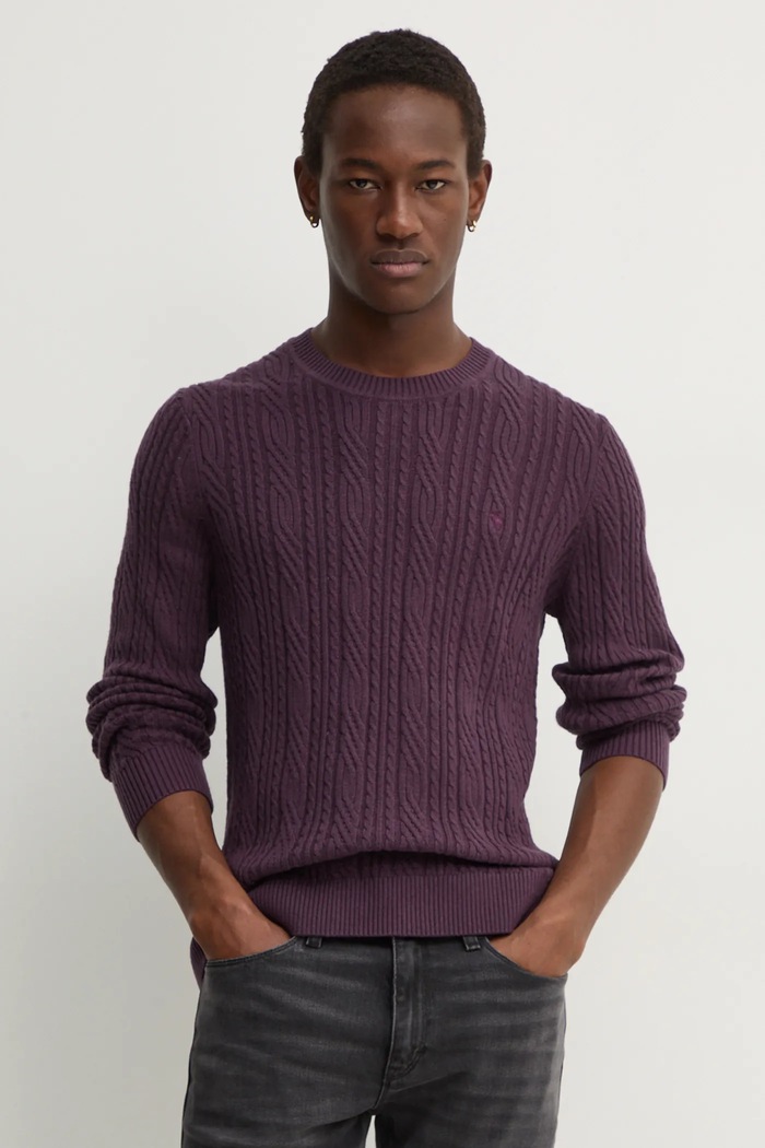 Abercrombie & Fitch sweter z domieszką wełny okrągły fioletowy KI120.4197.530