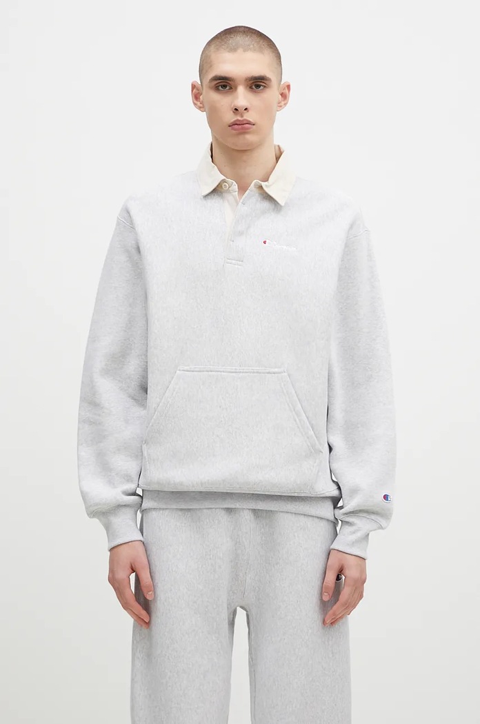 Μπλούζα Champion Polo Neck Sweatshirt μελανζέ γκρί 220708