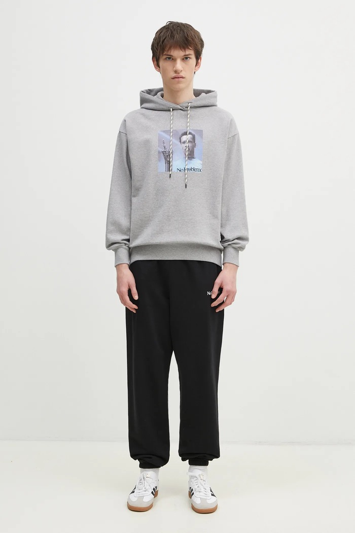 No Problemo hanorac de bumbac I ll Be Back Hoodie NP20015.02 gri
