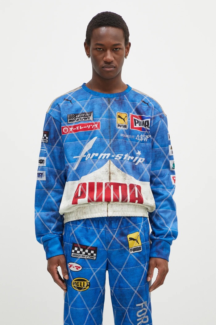 Mikina Puma Puma x A$AP ROCKY Quilted Sweat Shirt vzorovaný modrá 631125