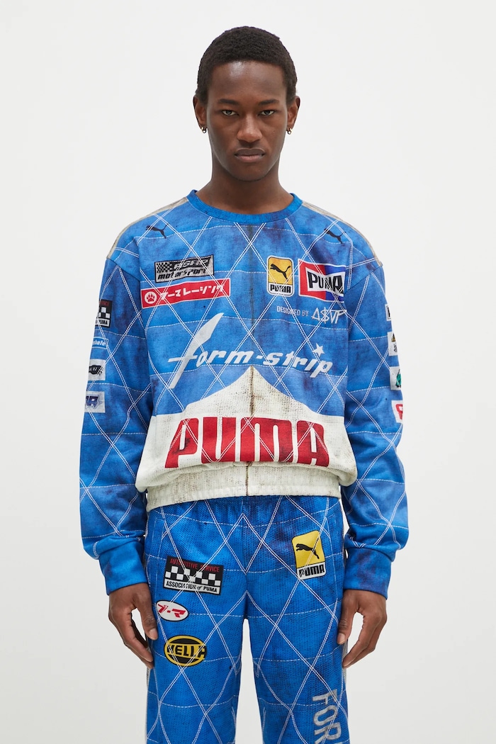 Mikina Puma Puma x A$AP ROCKY Quilted Sweat Shirt vzorovaný modrá 631125