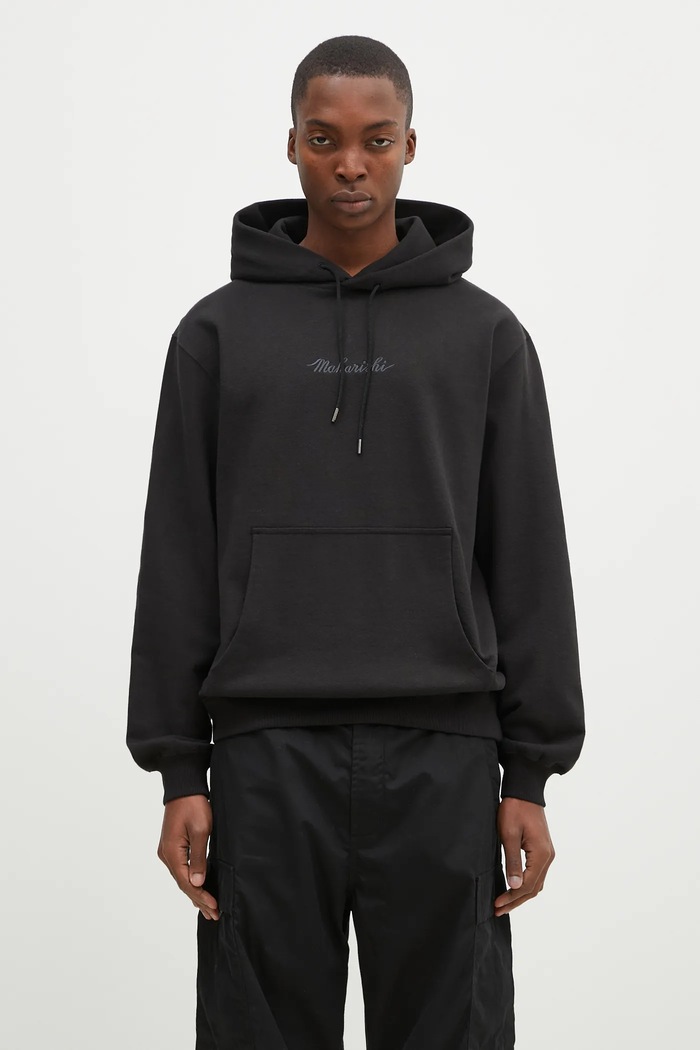 Maharishi pamut melegítőfelső Maharishi Organic Hooded Sweat pamut fekete 4622.BLACK