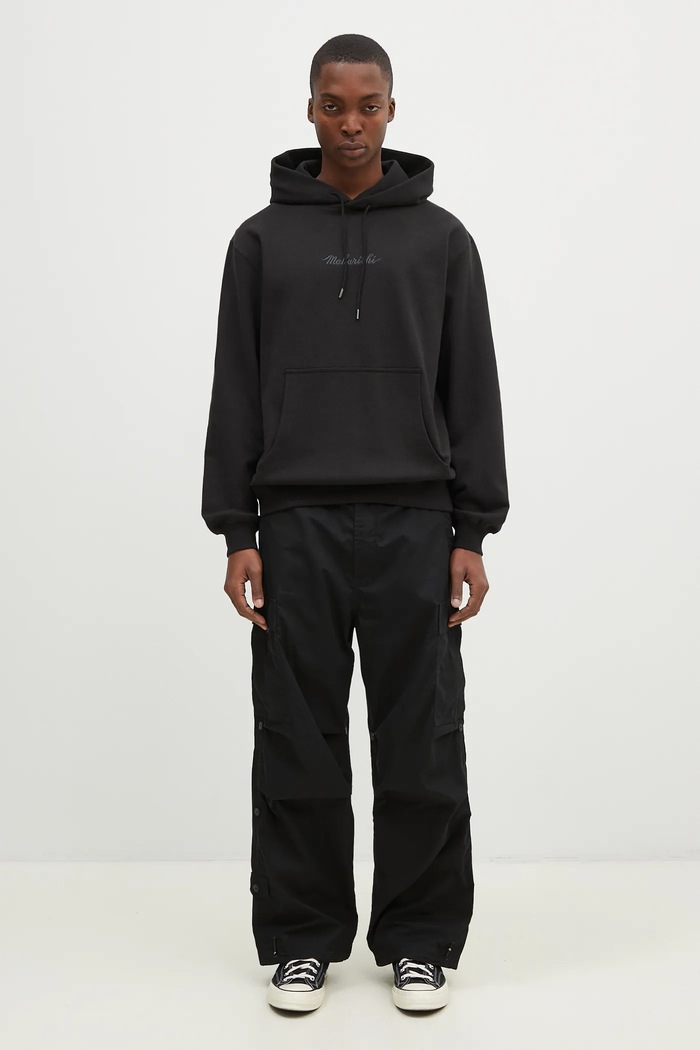Βαμβακερή μπλούζα Maharishi Maharishi Organic Hooded Sweat 4622.BLACK μαύρο