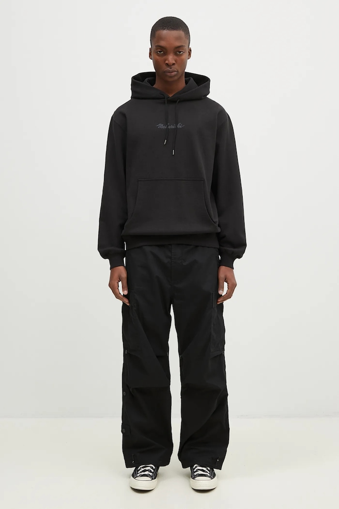 Βαμβακερή μπλούζα Maharishi Maharishi Organic Hooded Sweat 4622.BLACK μαύρο