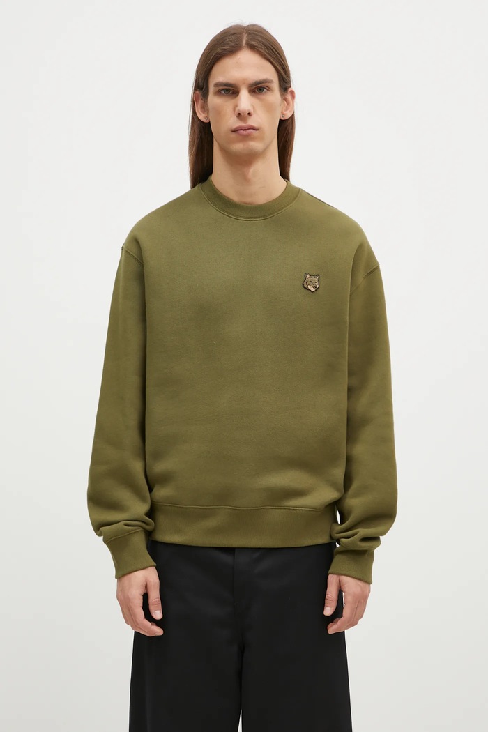 Хлопковая кофта Maison Kitsuné Bold Fox Head Patch хлопок зелёный MM00316KM0307
