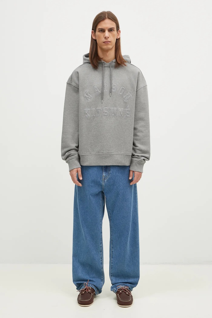 Maison Kitsuné cotton sweatshirt Varsity NM00702KM0326 gray