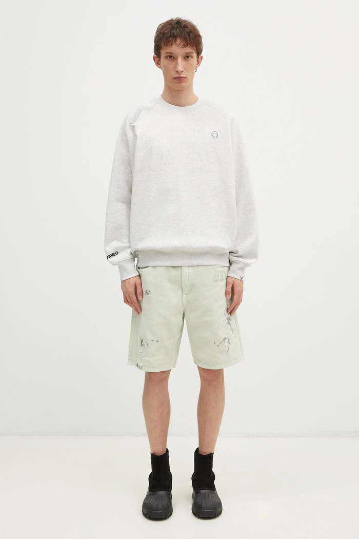 Суичър AAPE Moon Face Logo AAPSWMB319XAN сив