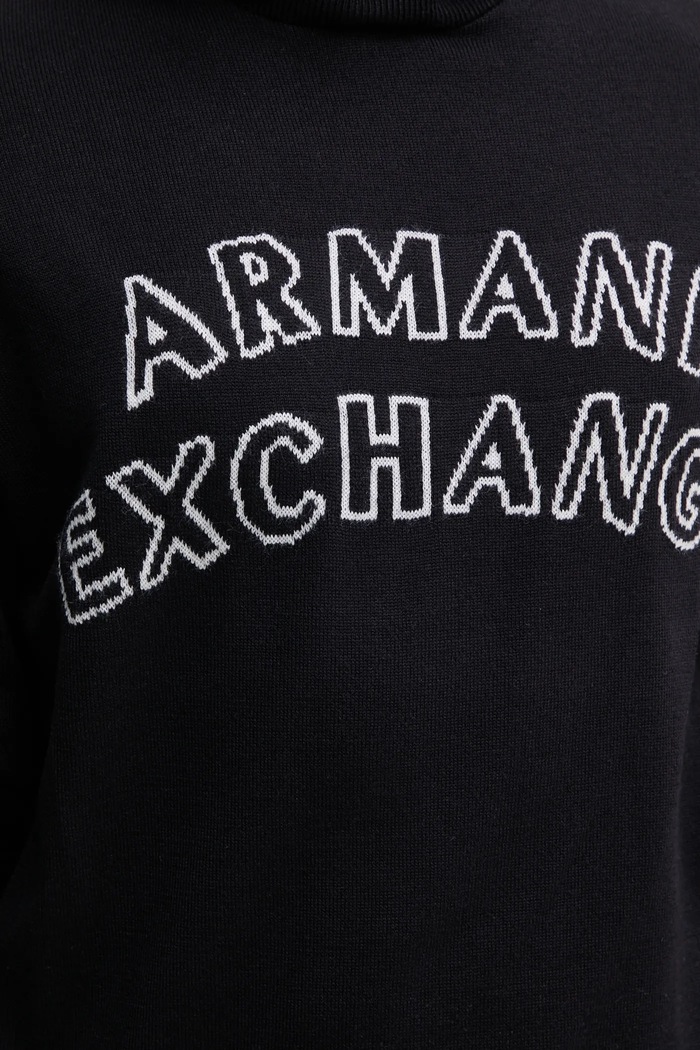 Armani Exchange sweter z domieszką wełny 6DZM2Y.ZM4NZ granatowy