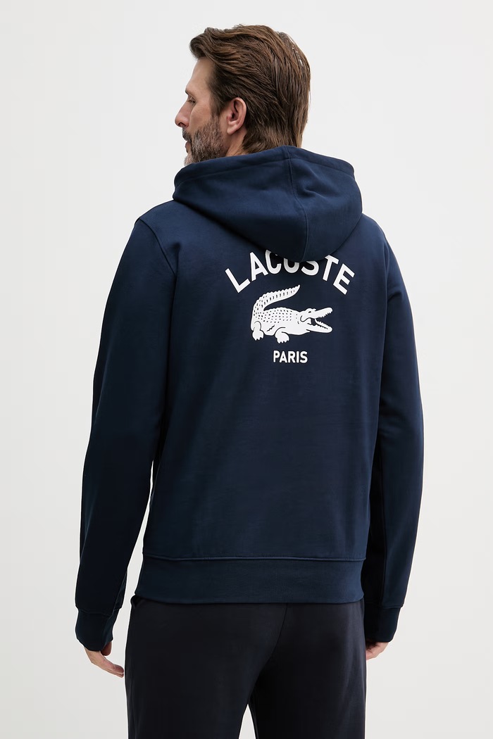 Lacoste mikina s kapucňou bavlnená tmavomodrá SH2740