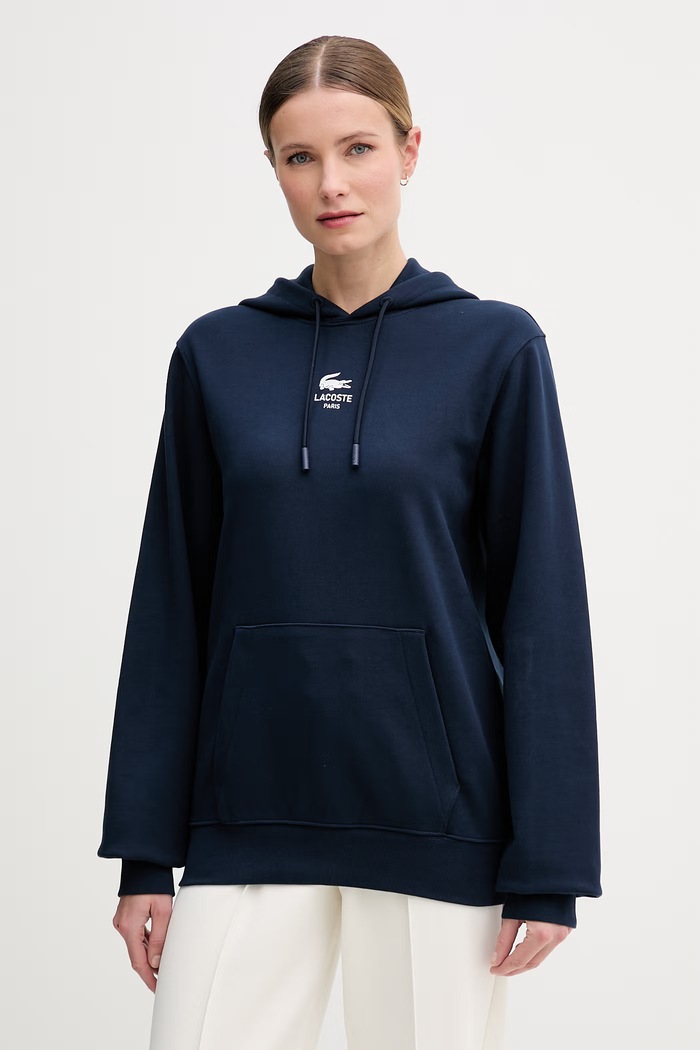 Lacoste mikina s kapucňou bavlnená SH2740 tmavomodrá