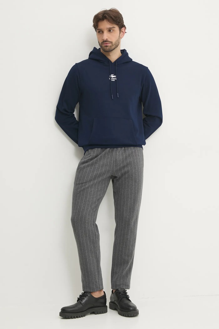 Lacoste μπλούζα με κουκούλα βαμβακερή SH2740 σκούρο μπλε SS26