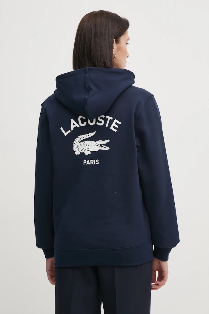 Ρούχα Lacoste μπλούζα με κουκούλα βαμβακερή SH2740 σκούρο μπλε
