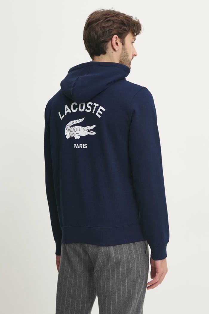 Lacoste μπλούζα με κουκούλα βαμβακερή σκούρο μπλε SH2740