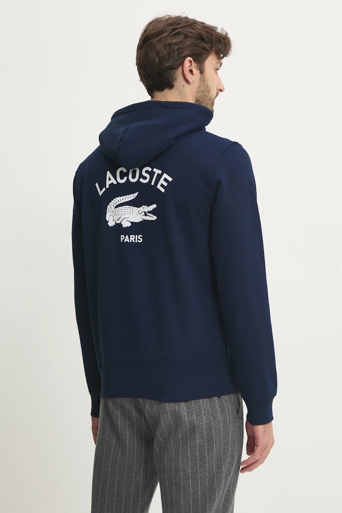 Lacoste μπλούζα με κουκούλα βαμβακερή σκούρο μπλε SH2740