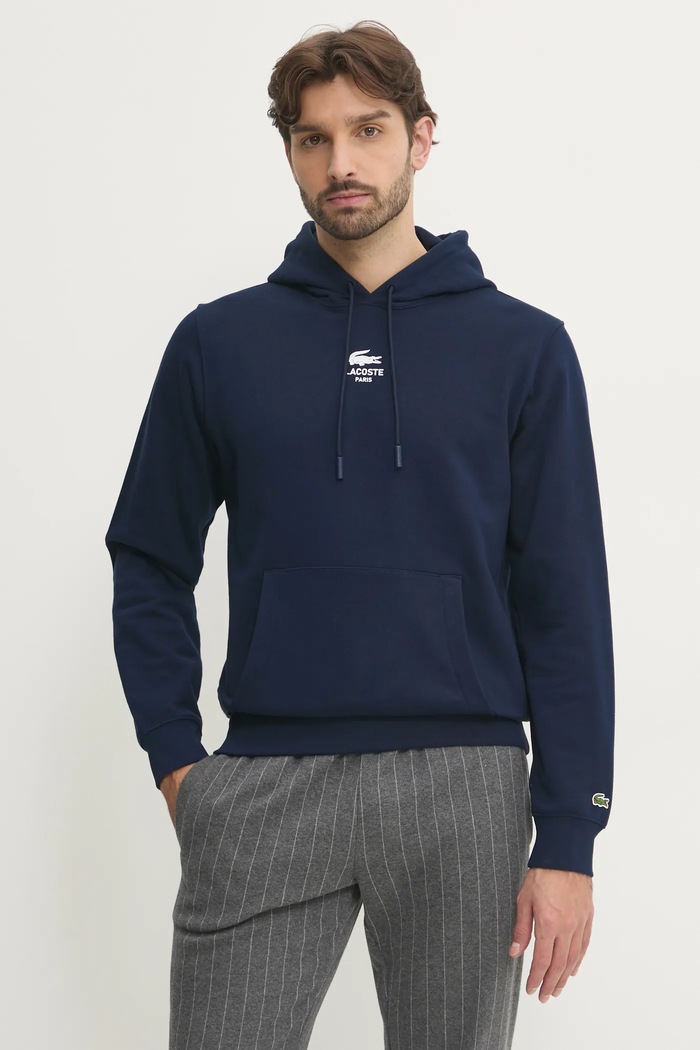 Lacoste μπλούζα με κουκούλα βαμβακερή SH2740