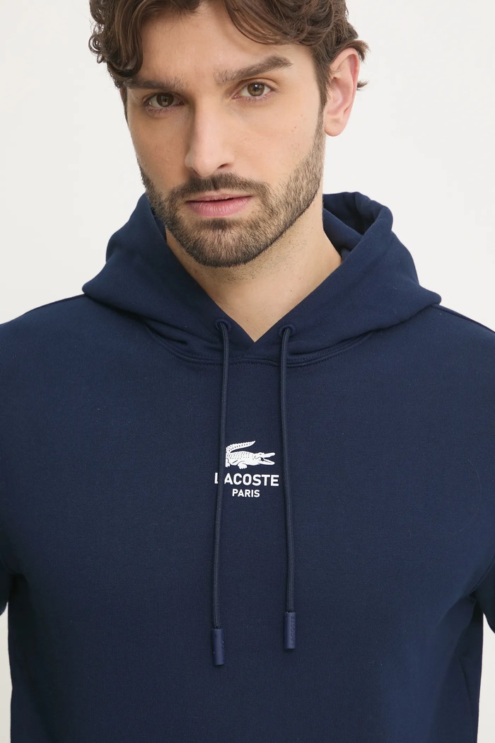 Lacoste μπλούζα με κουκούλα βαμβακερή SH2740