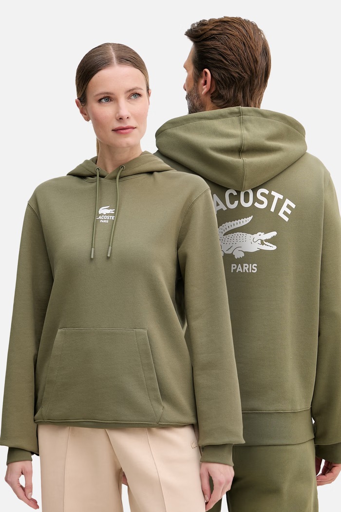 Lacoste mikina s kapucňou bavlnená zelená SH2740