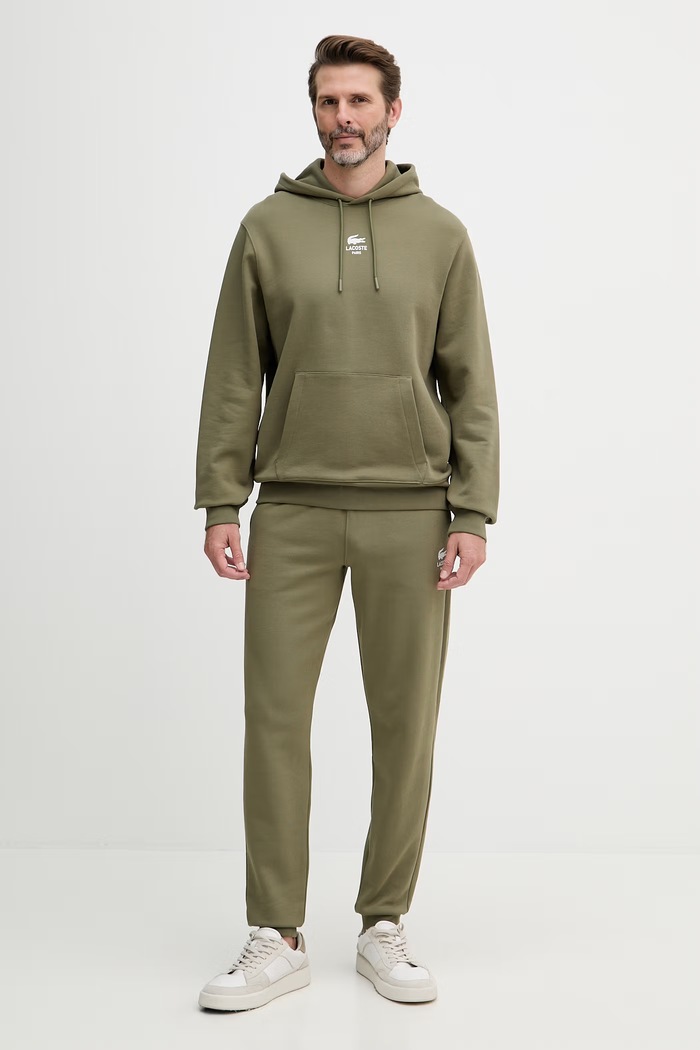 Lacoste mikina s kapucňou bavlnená zelená SH2740