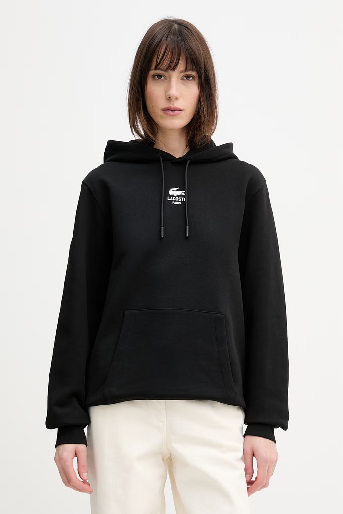 Lacoste pulover s kapuco bombažen SH2740 črna