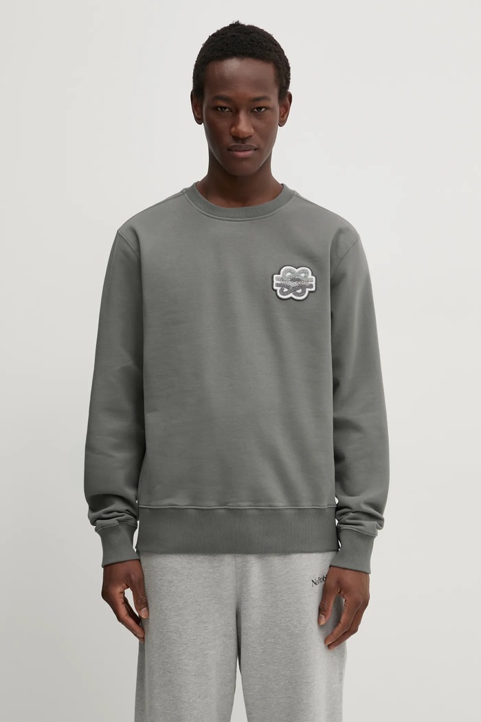 Bavlněná mikina Filling Pieces Gowtu Gun nášivka šedá 74533926002