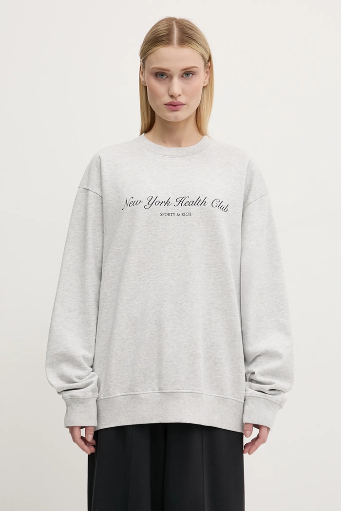 Sporty & Rich sweatshirt NY Health Club ST071506043GY03 gray AW24