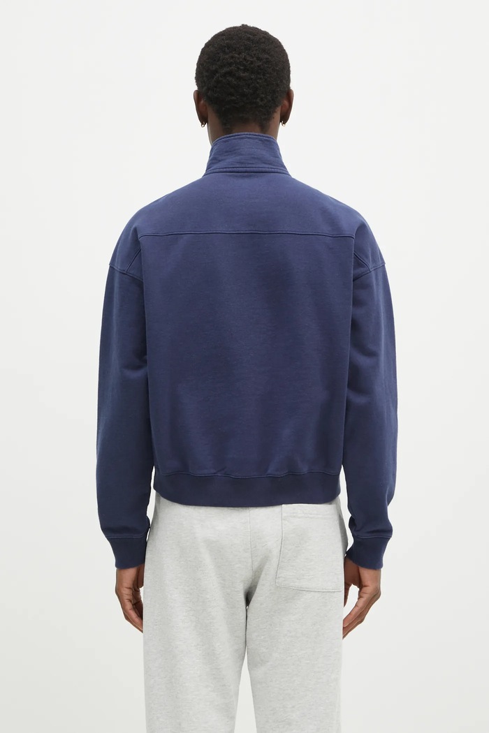 Sporty & Rich cotton sweatshirt Vendome Embroidered Quarter Zip ST073506205BL32 navy