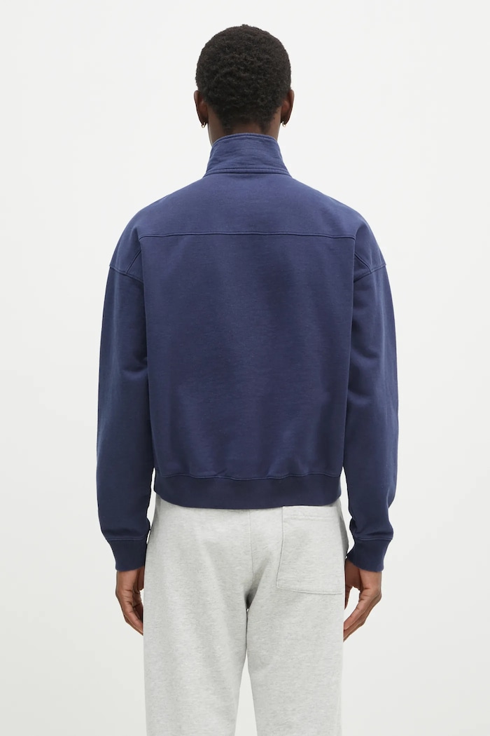 Sporty & Rich cotton sweatshirt Vendome Embroidered Quarter Zip ST073506205BL32 navy
