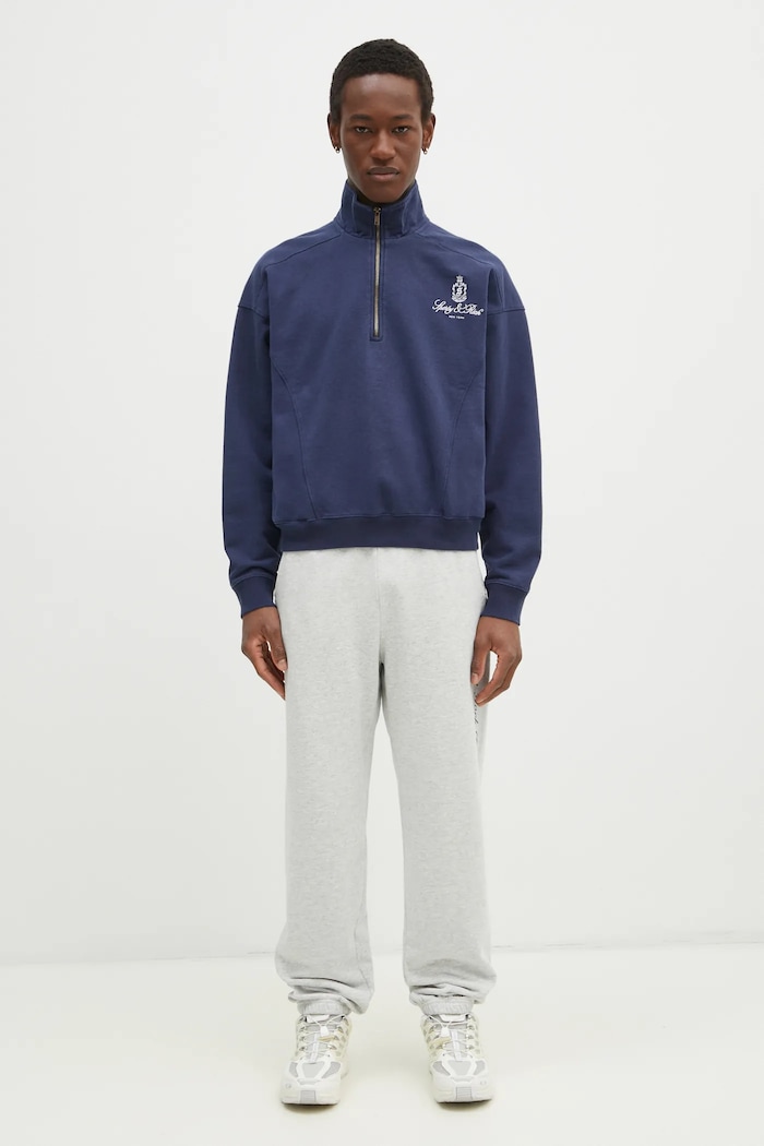 Sporty & Rich cotton sweatshirt Vendome Embroidered Quarter Zip ST073506205BL32