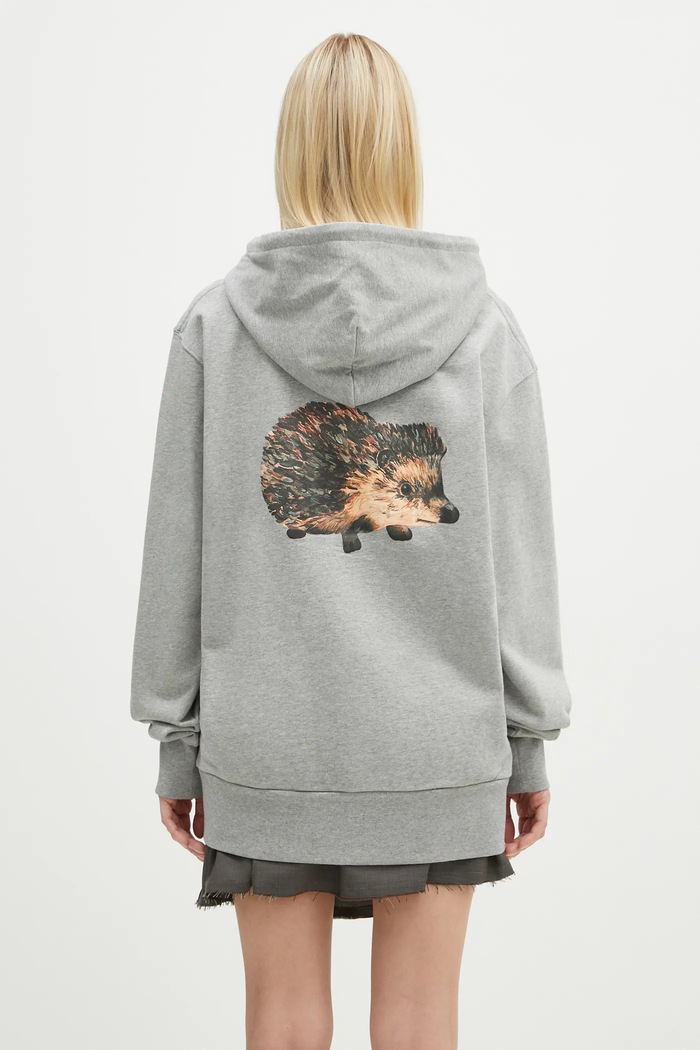Bavlnená mikina JW Anderson Prickly Back Print Hoodie JW0210.PG1668.905 sivá AW24