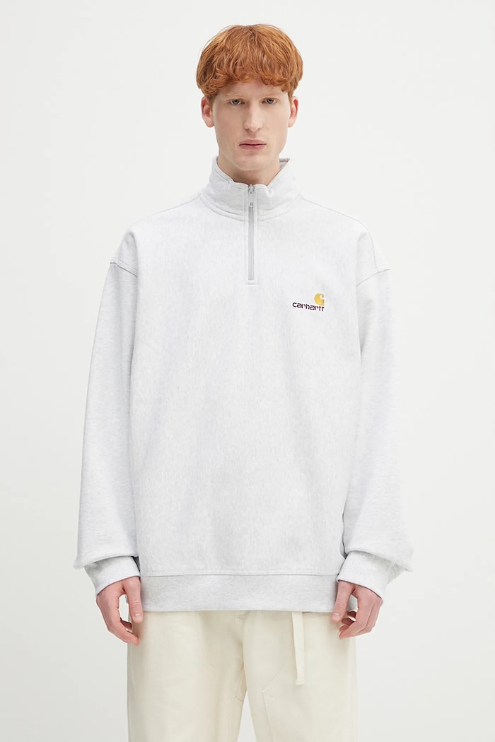 Carhartt WIP bluza Half Zip American Script Sweat gładkie szary I027014.482XX