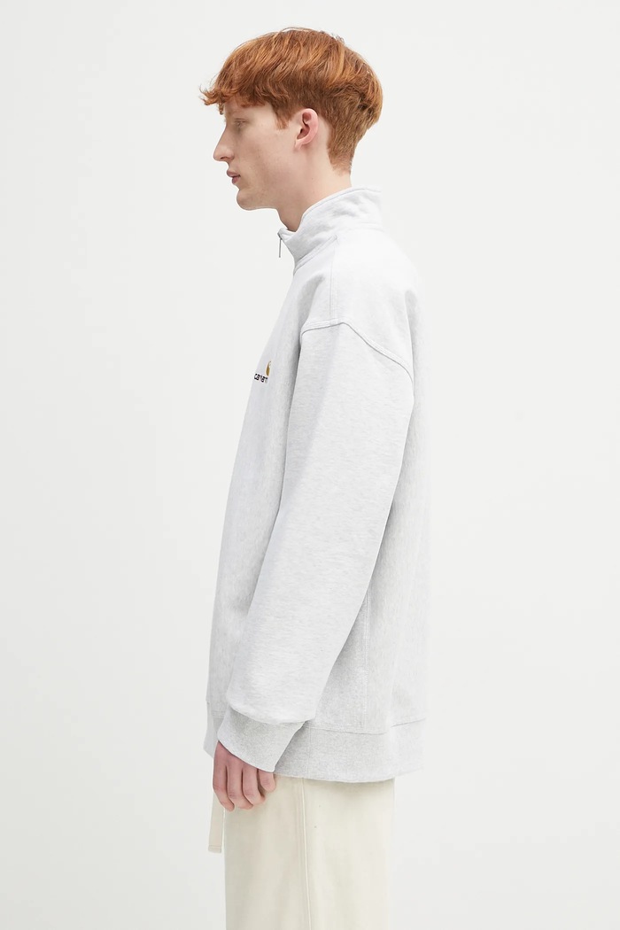 Carhartt WIP bluza Half Zip American Script Sweat I027014.482XX szary SS25