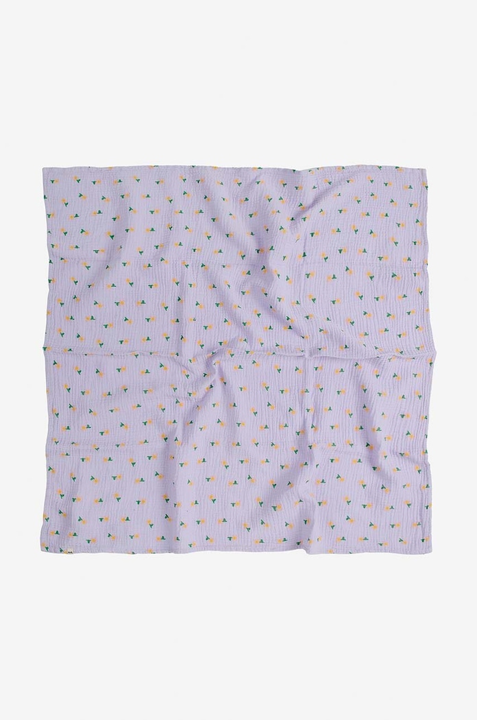 Bobo Choses pajacyk niemowlęcy bawełniany Pansy Flower 224AB105 fioletowy AW24