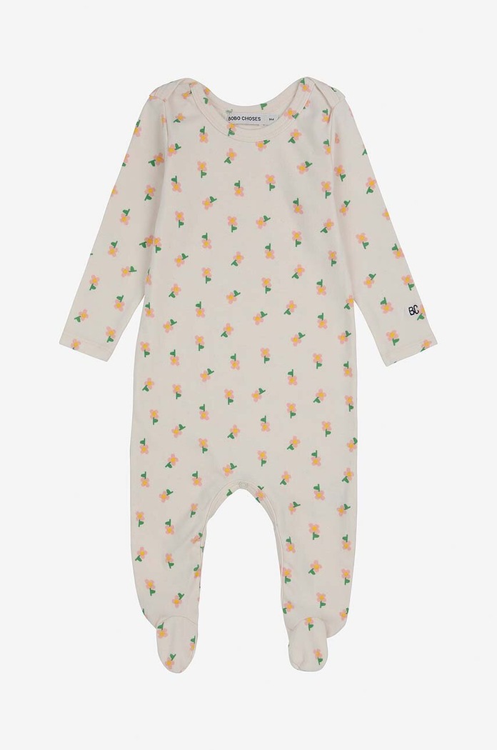 Dziewczynka Bobo Choses pajacyk niemowlęcy bawełniany Pansy Flower 224AB105 fioletowy